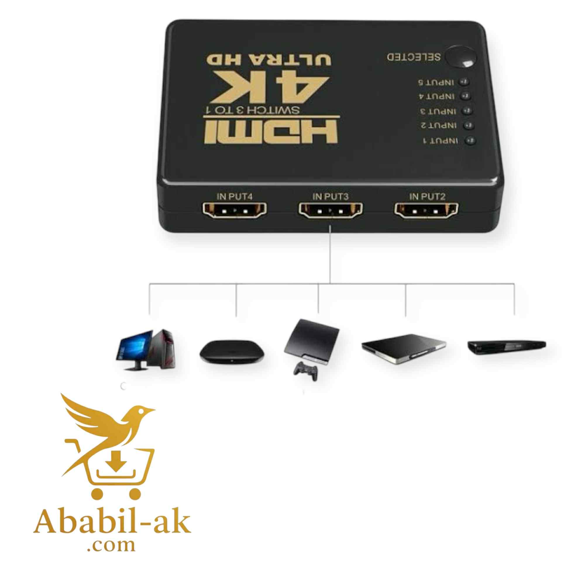 5 port hdmi switch in 5 out / 5x1 HDMI Switch CH - Black (BS-T)