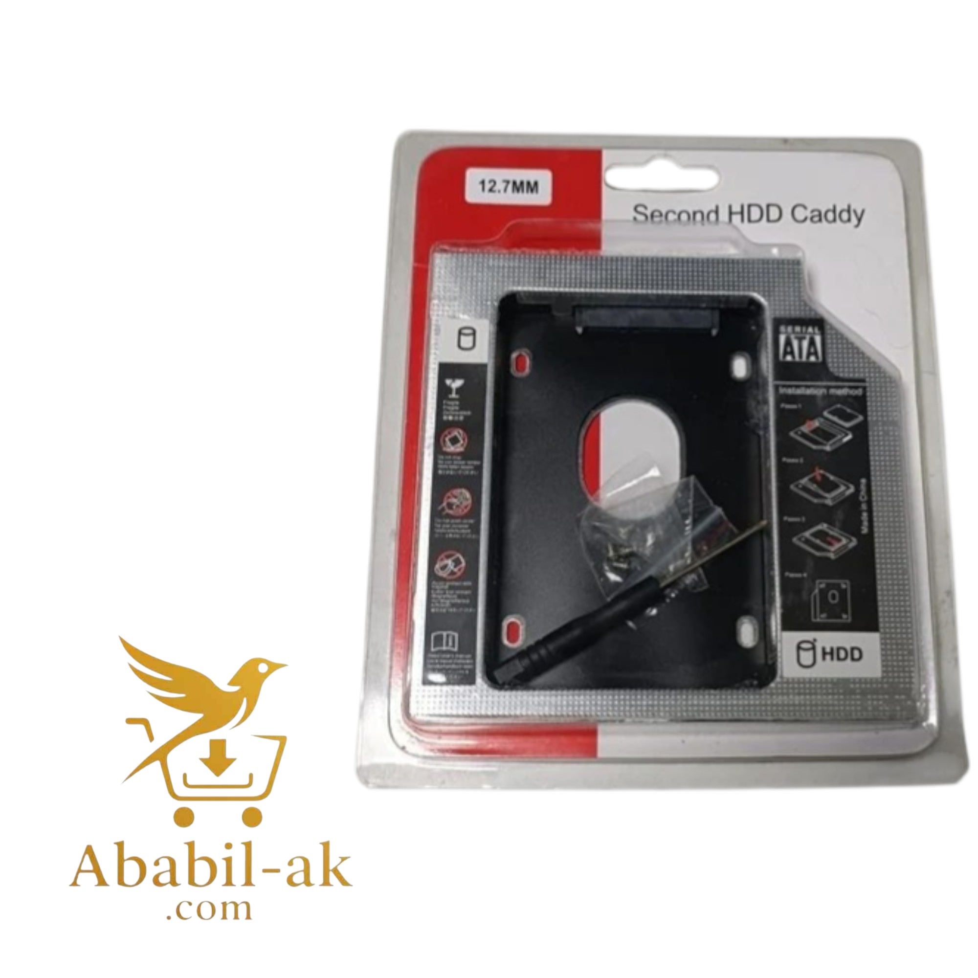 Universal SSD HDD Caddy 12.7mm Aluminum 2nd Hard Disk Drive Caddy Case, Support All Brand Laptop (BS-T)