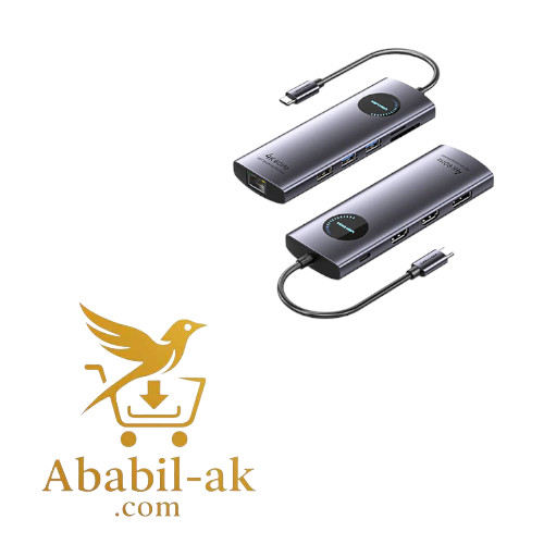 VENTION TQWHB USB-C to DP/HDMI x 2/USB 3.0 x 2/USB 2.0/RJ45/SD/TF/PD MST Docking Station 0.15M Gray Aluminum Alloy Type (G-B)