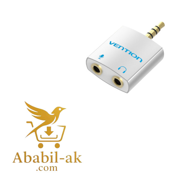 VENTION BDBW0 4 Pole 3.5mm Male to 2*3.5mm Female Audio Splitter with Separated Audio and Microphone Port Slivery (G-B)