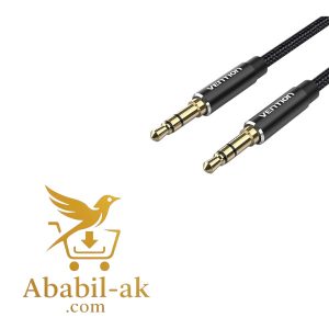 VENTION BAWBG Cotton Braided 3.5mm Male to Male Audio Cable 1.5M Black Aluminum Alloy Type (G-B)