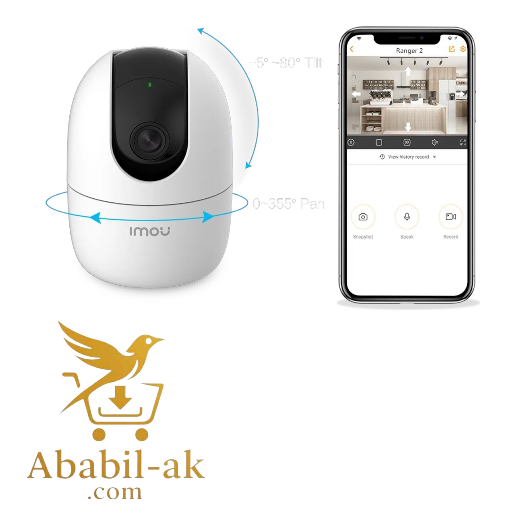 Dahua Imou Ranger-2 3MP 2K WiFi Camera Resulation Wireless Mini H.265 Human Detection IPC-K2EP-3H1W Built-in Mic & Speaker FHD Storage Slot 512GB Upto (AB-DU)