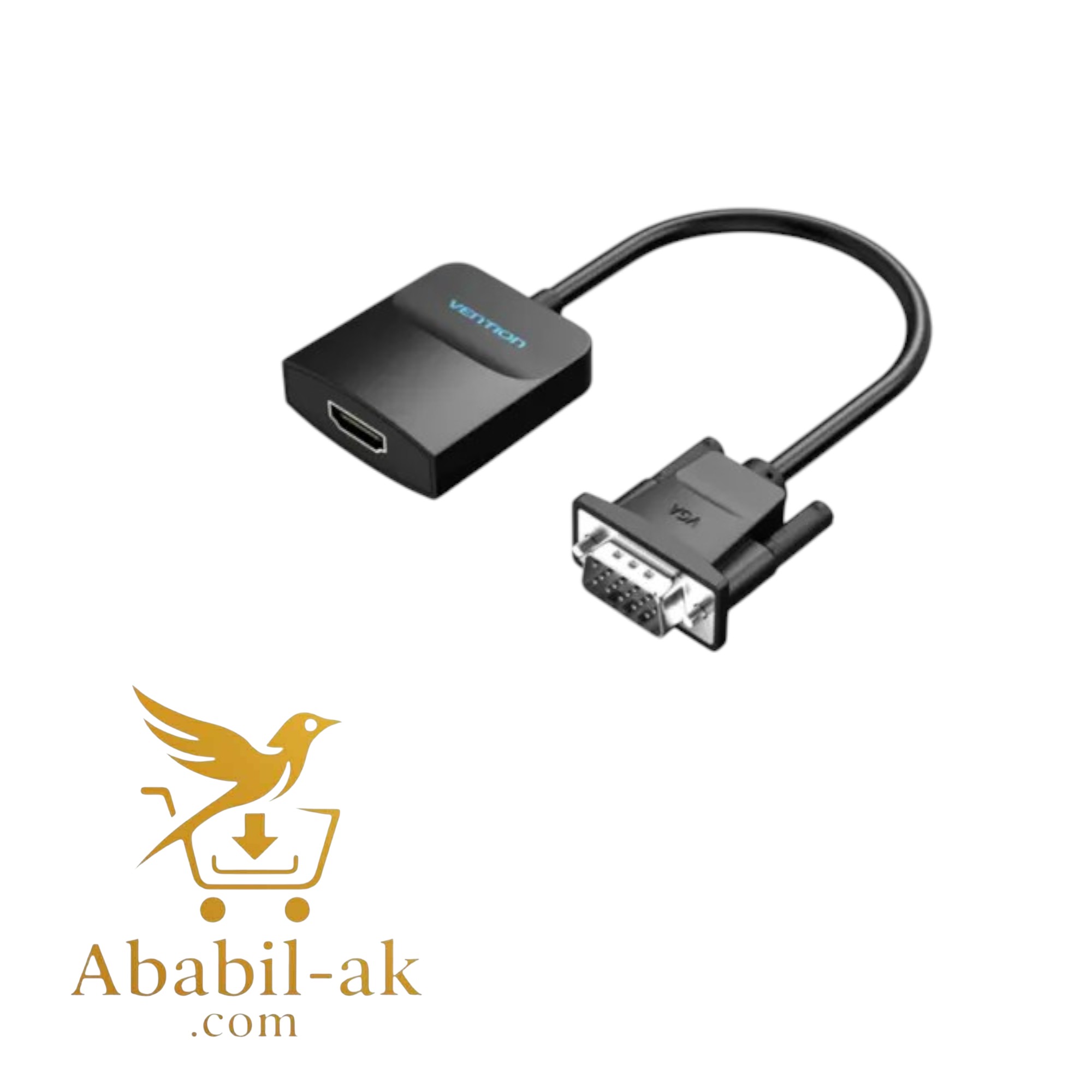 VENTION ACNBB VGA to HDMI Converter with Female Micro USB and Audio Port 0.15M Black (G-B)