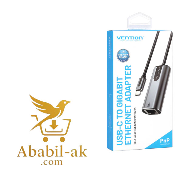 VENTION CFNHB USB-C to Gigabit Ethernet Adapter 0.15M Gray Aluminum Alloy Type (G-B)