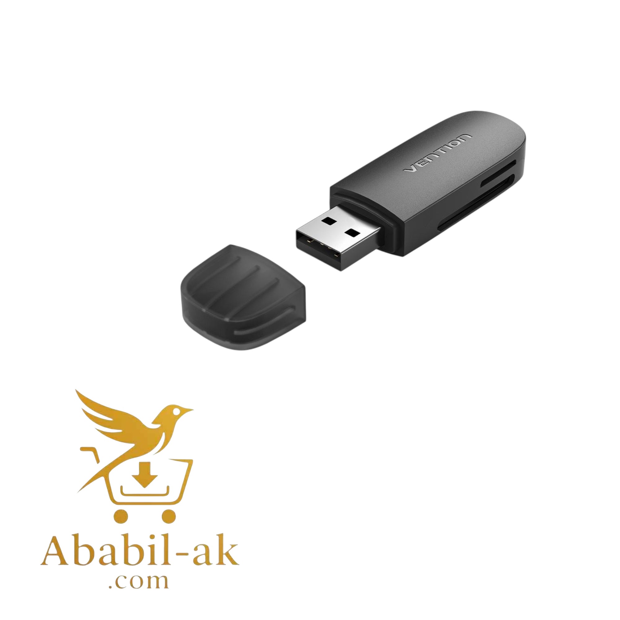 VENTION CLFB0 2-in-1 USB 3.0 A Card Reader(SD+TF) Black Single Drive Letter (G-B)