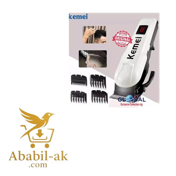 Kemei Km-809A Digital Rechargeable Electric Hair Cut Trimmer - Professional Grooming Tool C-2276 (N-S)