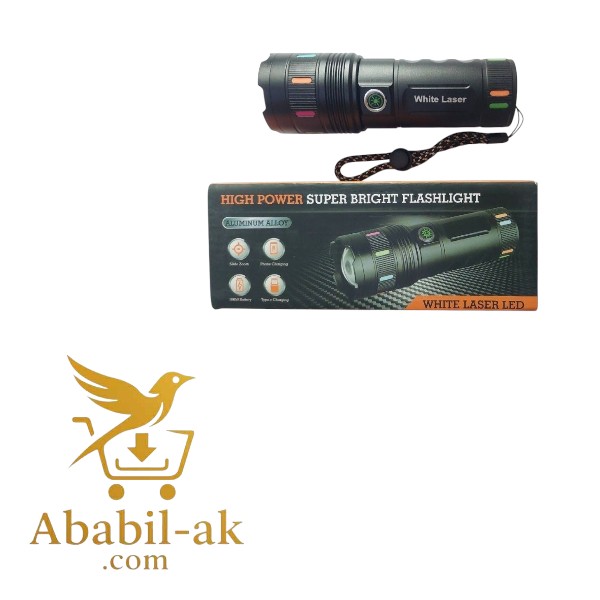 High Power Super Bright Flashlight 4 Light modes high/medium/low/strobe USB rechargeable & Battery Indicator Type-C Rechargeable & Digital Display C-2245 (N-S)