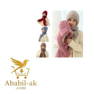 Fashions Hot Selling Winter Knitted Integrated Hat Scarf Set Cold Proof Ear Protection Scarf Warm Beanies Cycling Windproof Ladies Outdoor Caps C-2178 (N-S)