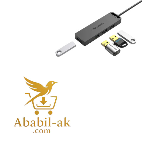 VENTION CHLBF 4-Port USB 3.0 Hub With Power Supply 1M Black 1 Year Warranty (G-B)
