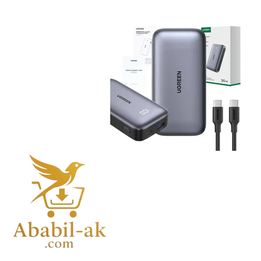 UGREEN 25185 10000mAh 30W Two-way Fast Charging Power Bank Grey#PB502 (G-B)