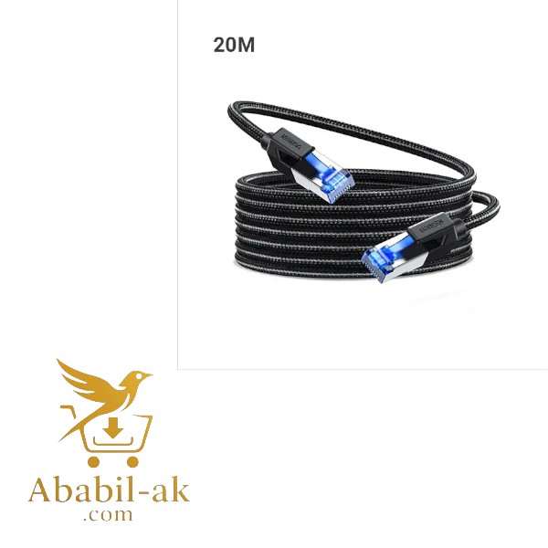 UGREEN 30800 Cat8 Pure Copper Ethernet Cable Braided 20m (Black)#NW153 (G-B)