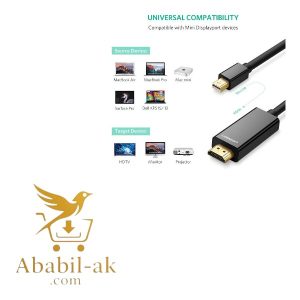 UGREEN 20848 Mini DP Male to HDMI Cable 4K 1.5m (Black)#MD101 (G-B)