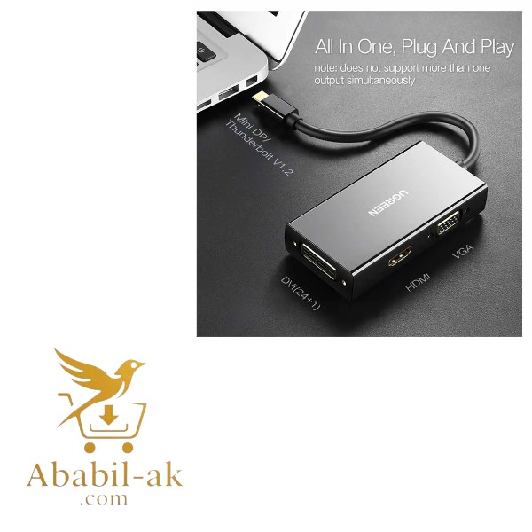 UGREEN 20418 Mini DP to HDMI/VGA/DVI Converter (Black)#MD114 (G-B)