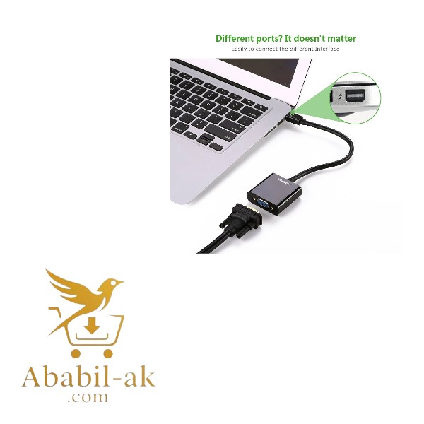 UGREEN MINI DP TO VGA CONVERTER(BLACK)# 10459 (C-S)