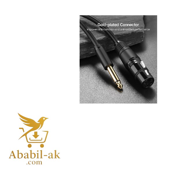 UGREEN 20720 6.5mm to Cannon Female AV Cable 3m (Black)#AV131 (G-B)