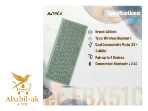 A4TECH Fstyler FBX51C Multimode Rechargeable Mini Wireless Keyboard  ( G-B )