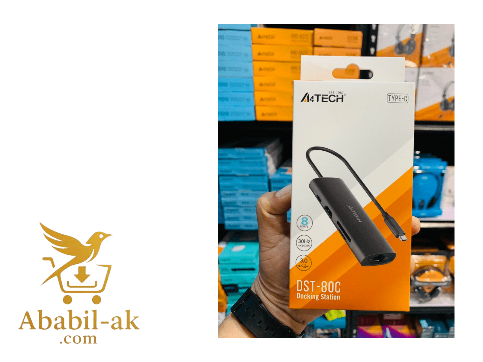 A4Tech DST-80C 8-In-1 USB 3.0, SD Card and HDMI USB-C Docking Station ( G-B )