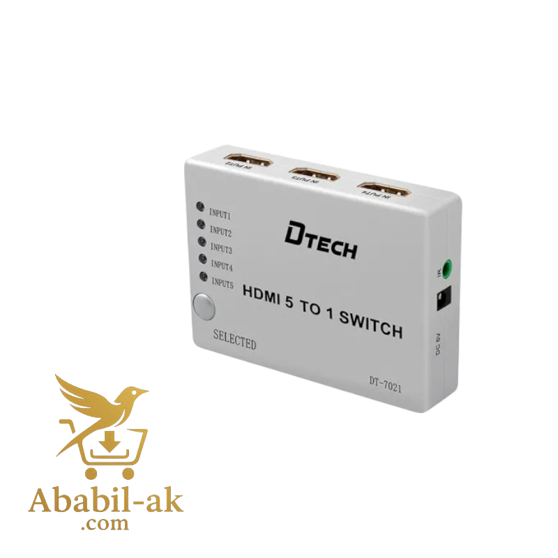 DTECH HDMI SWITCH 5 IN 1 OUT DT-7021 WITH REMOTE ( C-S )