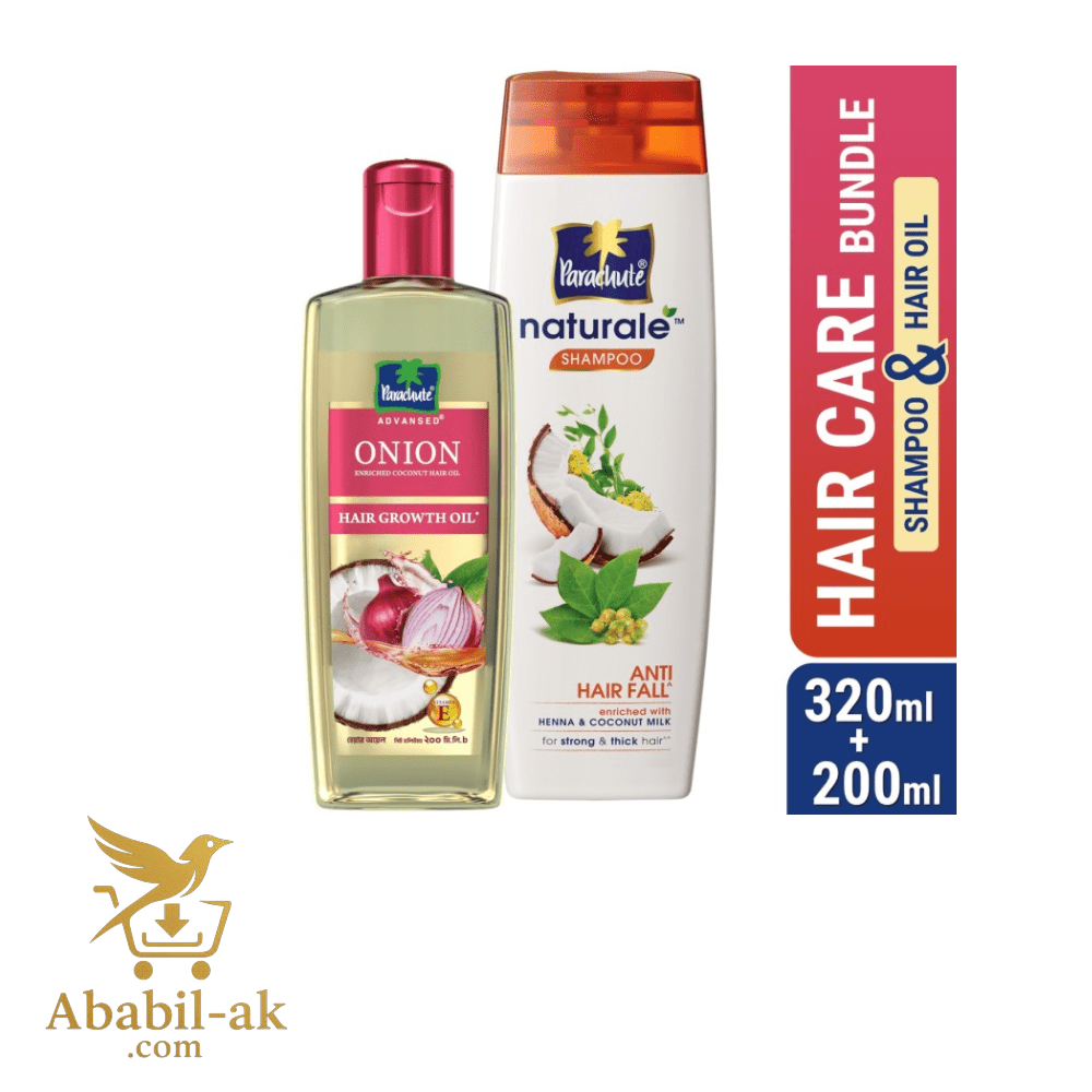 HAIR CARE BUNDLE - Parachute Naturale Shampoo Egg Shine 320ml & Onion Enriched Coconut Hair Growth Oil 200ml
